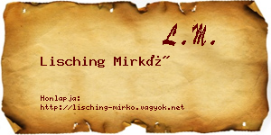 Lisching Mirkó névjegykártya
